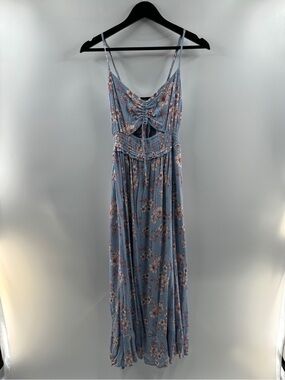 Arden B Blue Floral Maxi Dress with Front Cutout – Women’s XL